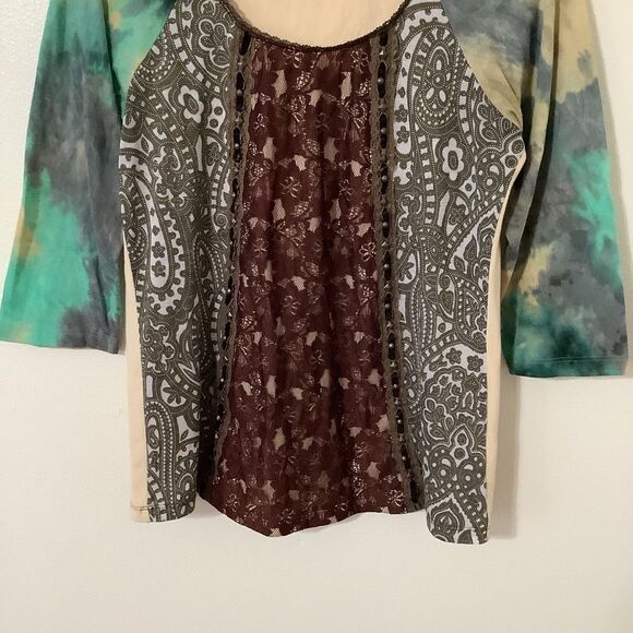 Vanilla Sugar Vintage Y2K Fairy Grunge Fairycore Boho Tie Dye Patchwork Blouse L - Picture 3 of 16